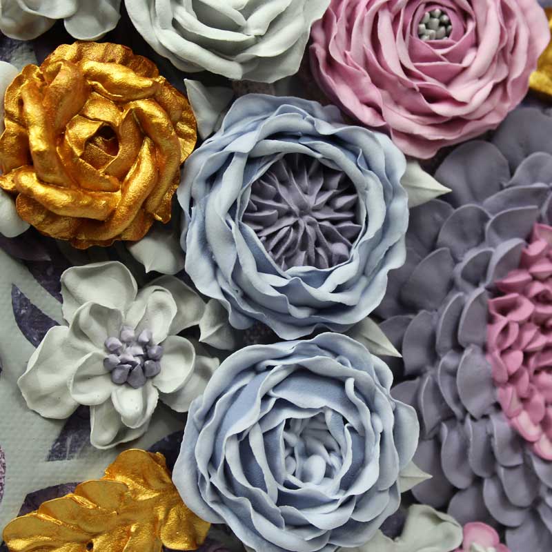 Purple & Gray Floral Rose Wedding Canvas Art, Custom Sign | Square - Image 6