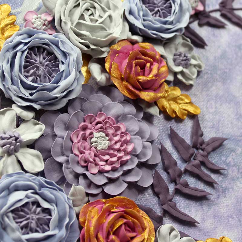 Purple & Gray Floral Rose Wedding Canvas Art, Custom Sign | Square - Image 8