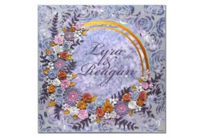 Purple & Gray Floral Rose Wedding Canvas Art, Custom Sign | Square