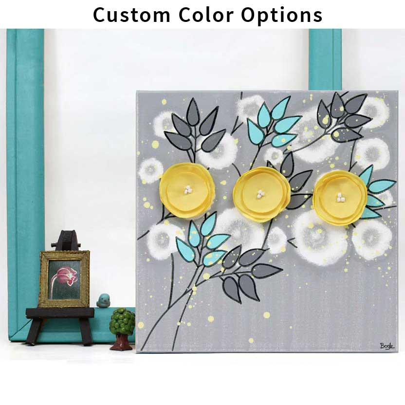 Small flower wall art in custom colors