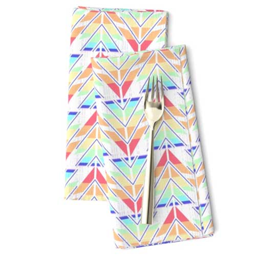 Dinner napkins with color block rainbow arrows