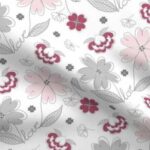 Fabric & Wallpaper: Valentine Love Flowers in Pink, Gray