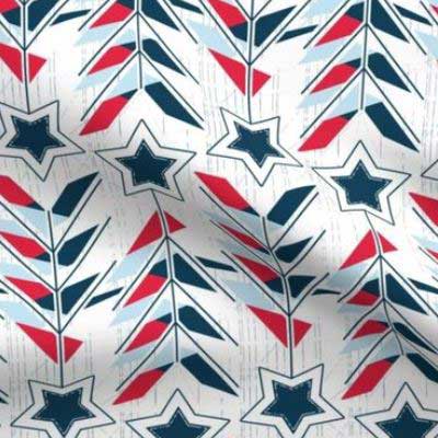 Patriotic fabric with red white and blue star arrows
