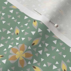 Fabric & Wallpaper: Art Deco Ditsy Floral in Green