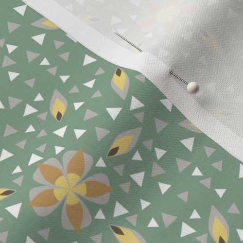 Fabric swatch pinned with green floral print