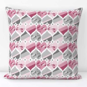Fabric & Wallpaper: Valentine Hearts in Pink, Gray