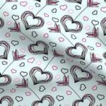 Fabric & Wallpaper: Valentine Cupid’s Arrow in Pink, Teal