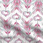 Fabric & Wallpaper: Valentine Heart Arrows in Pink, Teal