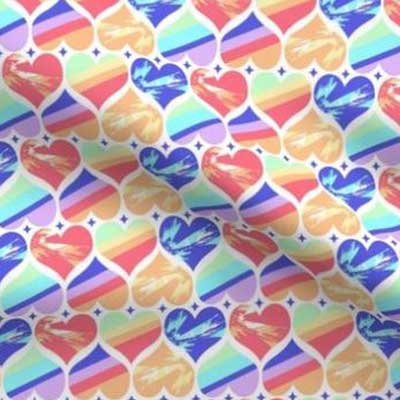 Rainbow heart fabric
