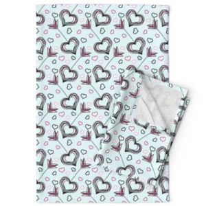 Fabric & Wallpaper: Valentine Cupid’s Arrow in Pink, Teal
