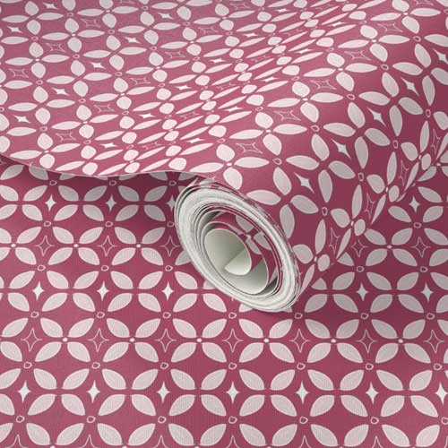 Wallpaper roll with pink butterfly lattice