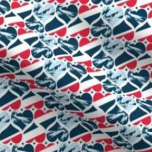 Fabric & Wallpaper: Patriotic Hearts, Red, White, Blue