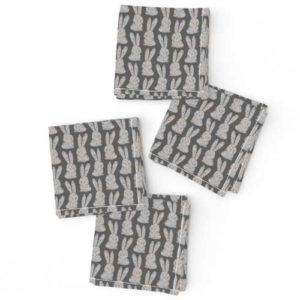 Fabric & Wallpaper: Block Print Bunnies, Gray