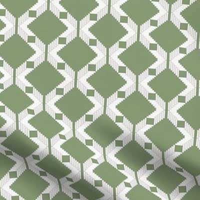 Lattice upholstery fabric in green and white