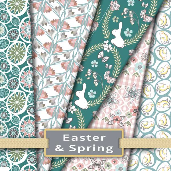 Collection of Easter and spring themed fabrics