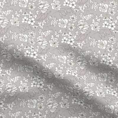 Easter floral fabric in French gray