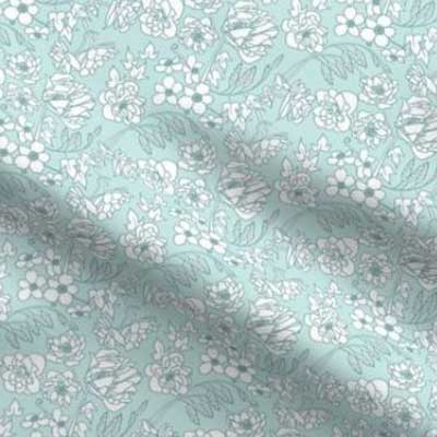 Easter floral fabric in teal