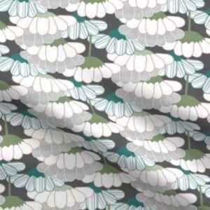 Fabric & Wallpaper: Spring Blossoms, Teal, Green, Gray