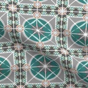 Fabric & Wallpaper: 6 Inch Tile, Teal, French Gray
