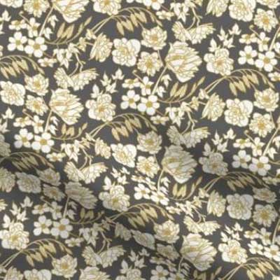 Easter floral fabric in charcoal gray and yellow