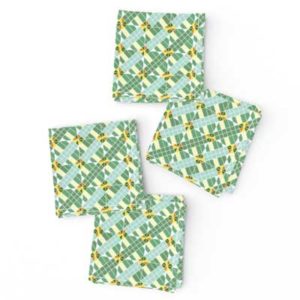 Fabric & Wallpaper: Diagonal Check Mosaic, Green,