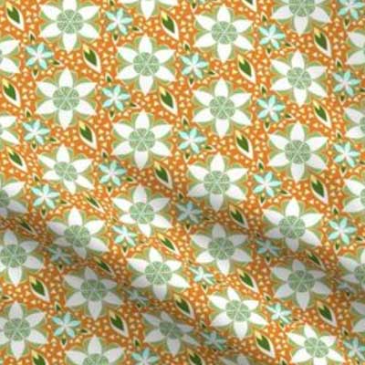 Fabric pattern of citrus flower mosaic