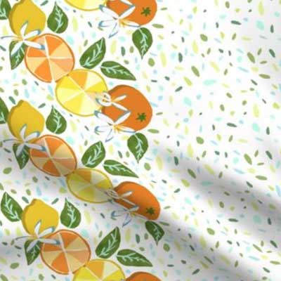 Fabric pattern of citrus large border on terrazzo