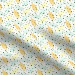 Fabric & Wallpaper: Citrus Leaves, Yellow, Teal