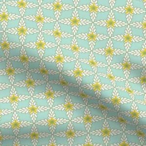 Fabric & Wallpaper: Floral Trellis, Teal, Yellow