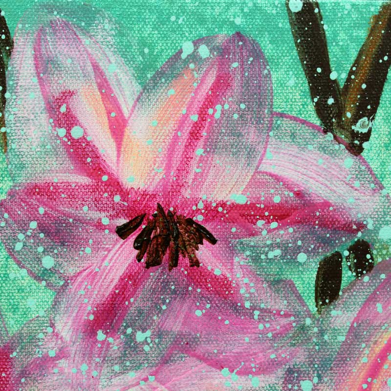 Close up of painting of tropical star tree
