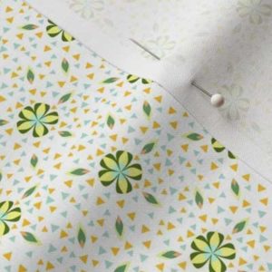 Fabric & Wallpaper: Ditsy Flower Mosaic, Green, White