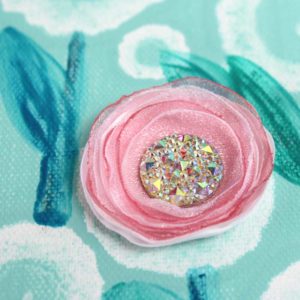 Desert Flower Art on Canvas in Pink, Robin’s Egg Blue | Small