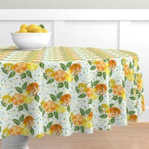 Fabric & Wallpaper: Citrus Fruit and Flowers on Terrazzo