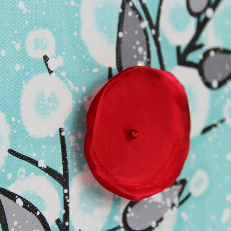 Close up of mini art aqua and red flower