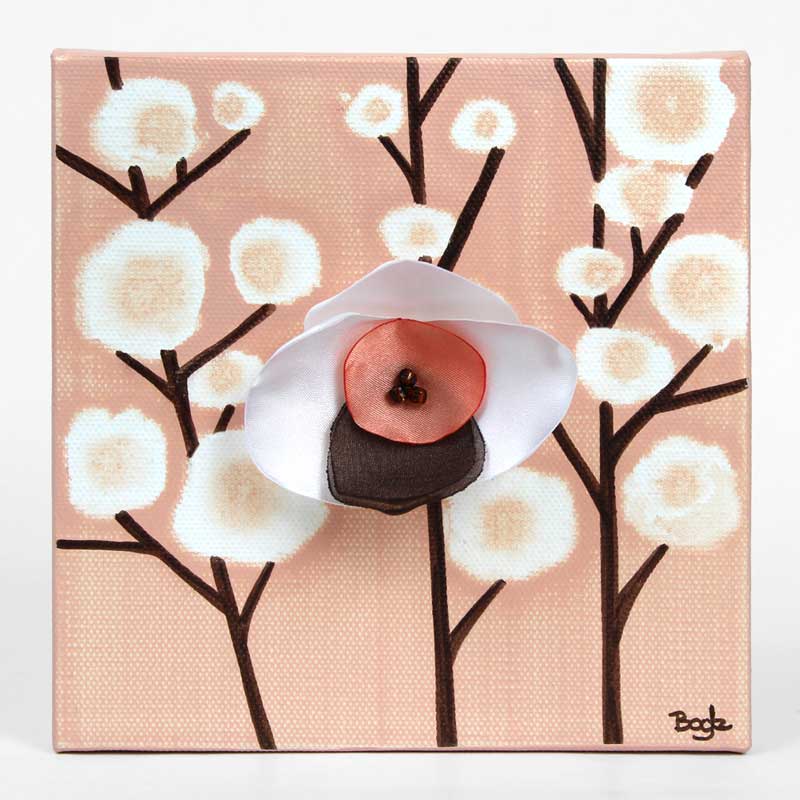 Front view of mini art with peach orchid