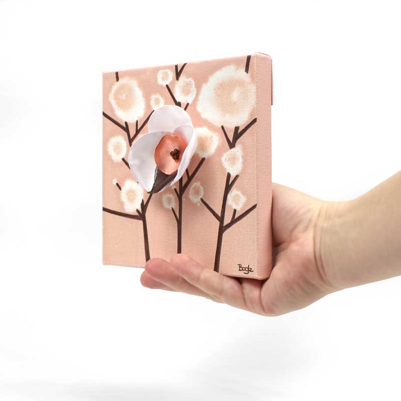 Held in hand mini art with peach orchid