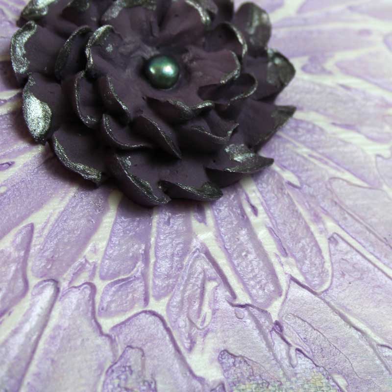 Texture on mini art of purple zinnia