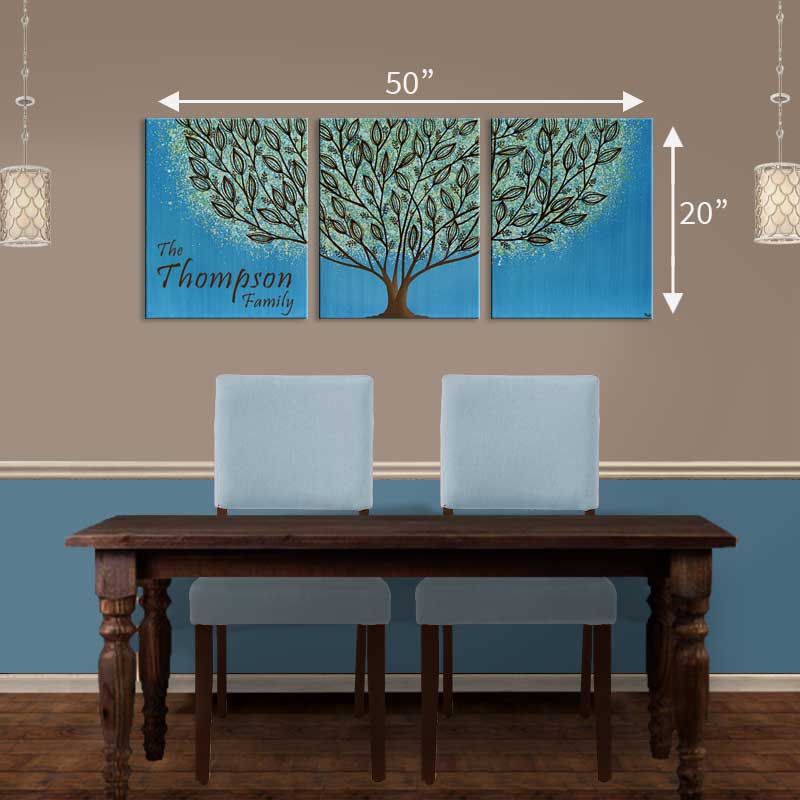 Size guide for blue family tree art