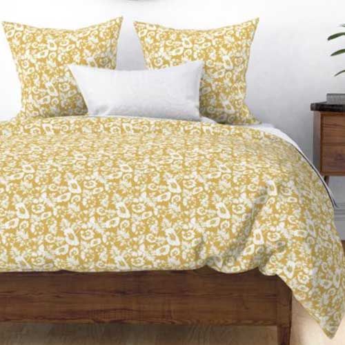 Duvet with floral silhouette in yellow and white