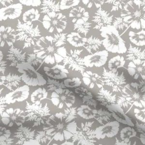 Fabric & Wallpaper: Floral Silhouette in French Gray