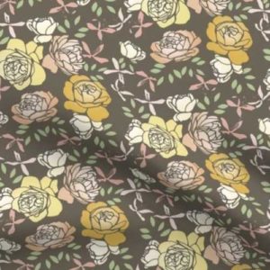 Fabric & Wallpaper: Autumn Roses in Dark French Gray