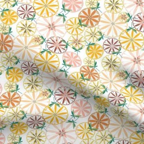 Fabric with fruit slice flowers