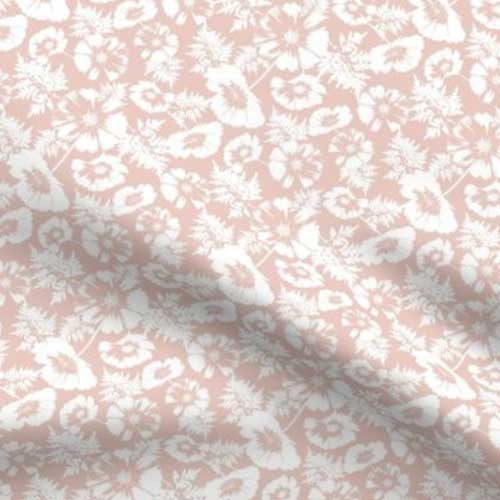 Fabric with floral silhouette in pink and white