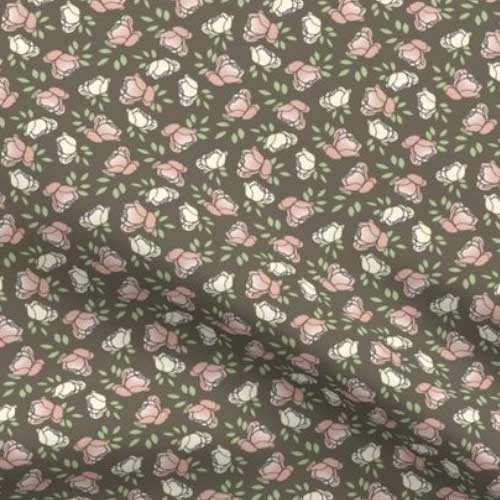 Fabric with rose buds on dark gray