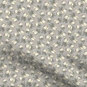Fabric & Wallpaper: Cream Rose buds on French Gray
