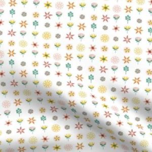 Fabric & Wallpaper: Ditsy Tropical Floral on White