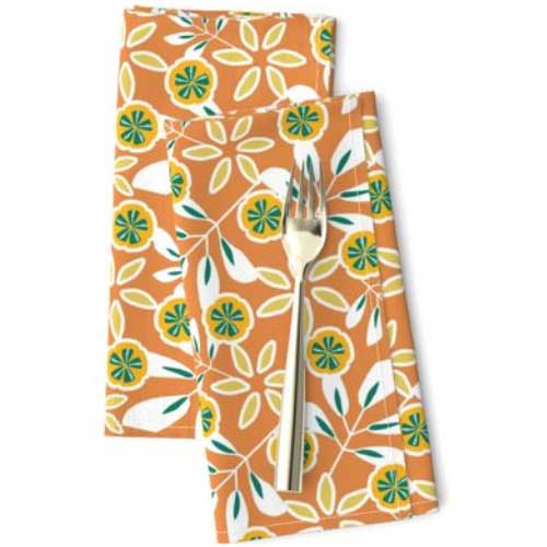 Havana style floral napkins in orange