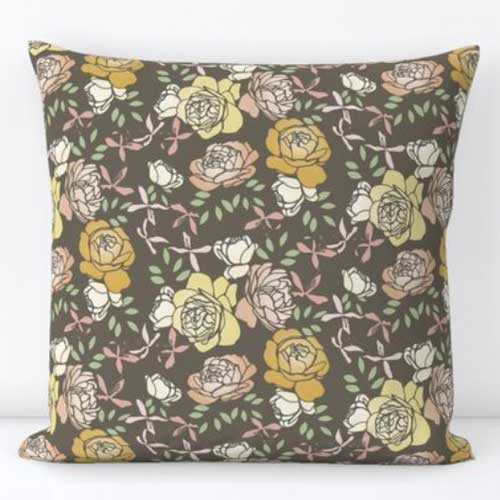 Pillow with autumn colored roses