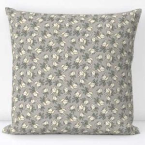 Fabric & Wallpaper: Cream Rose buds on French Gray