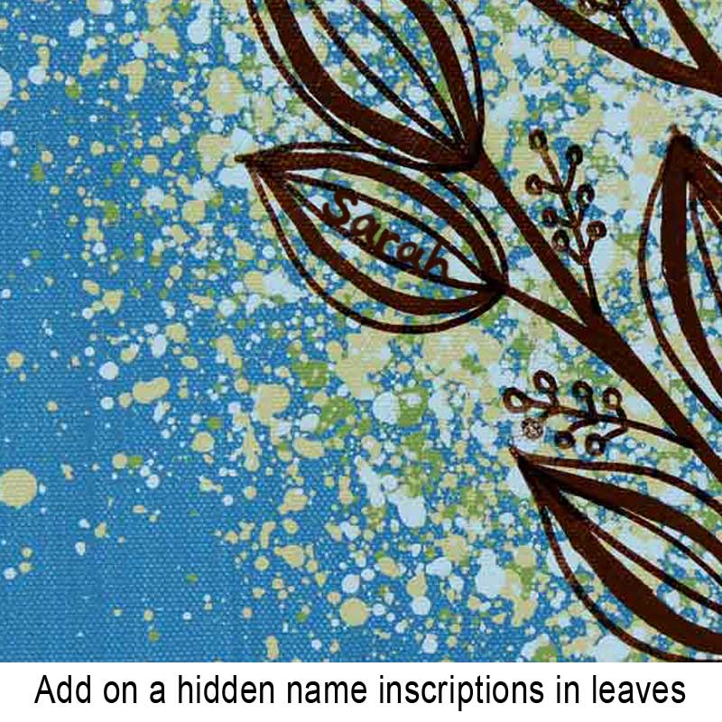 Example of name in leaf on tree painting